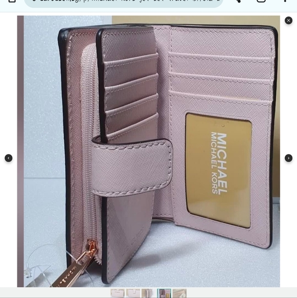 NWOT MICHAEL KORS JET SET TRAVEL BLOSSOM 35T9RT  BI-FOLD PLUS DUST BAG - Picture 9 of 13